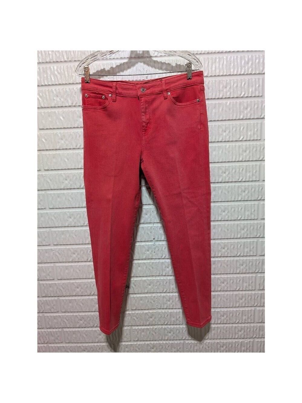 Lauren Ralph Lauren Women's Orange Premier Skinny Cropped Straight Pants Size 8